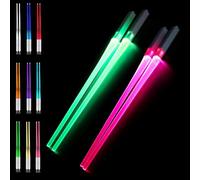LUFEIS Iluminados Palillos, 2 Pares Lightsaber Chopsticks, Illuminating Chopsticks con 9 Modos de Color, Palillos Luminosos Sin BPA,Palillos LED Ligeros para Cocina Ccena Fiesta Sushi Fiesta Cubiertos
