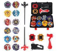 LUFEIS Peonzas Burst Batalla Set, 12in1 Peonzas de Batalla Burst Gyro Set, Peoncillo Metal Fusion con Lanzador, Bey Bay Blade Turbo Metal Fusion para Niños Navidad Cumpleaños Regalo de Año Nuevo