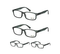 LUFF Gafas de lectura irrompibles mujer, 4 unidades de gafas de lectura con filtro de luz azul para hombre, gafas de lectura con bisagra de resorte cómodas