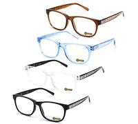 LUFF Gafas de Lectura Luz Azul - Mujer Hombre Claro Presbicia Gafas ordenador Moda Óptica de Juego Super Luz Cómodo anti-fatiga Lectores Patrón Resorte Bisagras 4 PACK