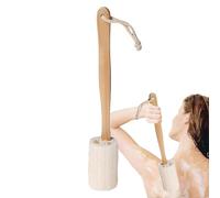 Luffa - Cepillo de espalda para la ducha, esponja lufa con asas, exfoliante natural, cepillo de espalda, exfoliante natural, cepillo de baño de luffa en un bastón con mango largo de madera para