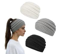 LUFFLOK 3 Piezas Diadema Mujer, Elástico Turbantes para Mujer y Hombre, Diadema de Vellón Grueso y Cálido de Punto Accesorios para Cabello Bandas para el Cabello para Esquiar Caminar Correr Acampa
