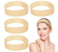 LUFFLOK 4 Piezas de Grip de Peluca, Banda Antideslizante de Silicona, Cinta Transparente Ajustable para Mujeres y Hombres. Tejido Suave para Deportes y Uso Diario, Nude (Nude, One size)