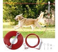 LUFFWELL Corredor de perro para patio, correa de perro de 200 pies de largo con resorte de absorción de impactos de 15 pies y polea cable de amarre para perros pequeños, medianos y grandes, sistema de