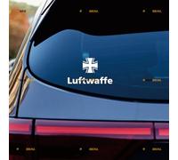 Luftwaffe - Calcomanía de vinilo de la Segunda Guerra Mundial de la Fuerza Aérea Alemana del Ejército de Alemania, paquete de 2, color blanco, 10,2 cm, para coche, barco, laptop, taza, sin fondo,