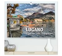 Lugano - Perle im Tessin (hochwertiger Premium Wandkalender 2026 DIN A2 quer), Kunstdruck in Hochglanz: Impressionen aus der Stadt am Luganer See