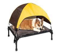 Lugar cómodo: está equipado con un toldo que proporciona suficiente sombra y protección en verano, mientras que la cama para perros al aire libre también viene con un cojín, proporcionando calidez