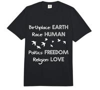 Lugar de Nacimiento Raza terrestre Libertad Humana Amor Cita Comfort Colors Adult Heavyweight T-Shirt