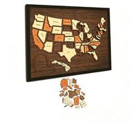 Lugares de interés Corcho Mapa de Viaje Reutilizable Geografía interactiva Juguete de Aprendizaje Rompecabezas de Madera portátil Multiusos para Parejas y familias Regalo (B)