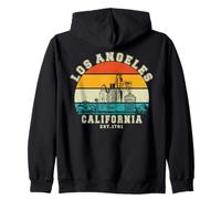 Lugares De Interés De Los Ángeles Atardecer Retro Sudadera con Capucha