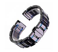 LUGEMA 14 15 16 17 18 19 20 21 22 23 24 Mm Banda De Cerámica De Lujo Blanco Negro Rosa Oro Reloj De Mujer For Hombre Correa Pulsera Cinturón(Black and blue,16mm)