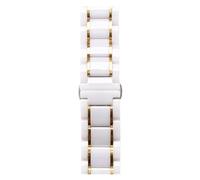 LUGEMA 14 15 16 17 18 19 20 21 22 23 24 Mm Banda De Cerámica De Lujo Blanco Negro Rosa Oro Reloj De Mujer For Hombre Correa Pulsera Cinturón(White and gold,16mm)