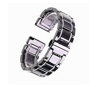 LUGEMA 14 15 16 17 18 19 20 21 22 23 24 Mm Banda De Cerámica De Lujo Blanco Negro Rosa Oro Reloj De Mujer For Hombre Correa Pulsera Cinturón(Black and white,24mm)