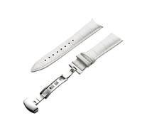 LUGEMA 14 15 16 17 18 19 20 21 22 23 24 Mm De Ancho Correas De Reloj De Cuero De Capa Superior Coloridas Correas De Hebilla De Mariposa De Cuero De Bambú(White,20mm)