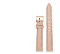 LUGEMA 14 Mm 16 18 20 Correa De Reloj Lisa Cuero Genuino Compatible Con Fossil Citizen Pulsera DW For Mujer Azul Cielo Rosa Marrón(Pink-rosegold,15mm)