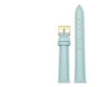 LUGEMA 14 Mm 16 18 20 Correa De Reloj Lisa Cuero Genuino Compatible Con Fossil Citizen Pulsera DW For Mujer Azul Cielo Rosa Marrón(Sky blue-gold,18mm)