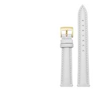 LUGEMA 14 Mm 16 18 20 Correa De Reloj Lisa Cuero Genuino Compatible Con Fossil Citizen Pulsera DW For Mujer Azul Cielo Rosa Marrón(White-gold,16mm)