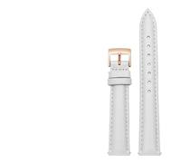LUGEMA 14 Mm 16 18 20 Correa De Reloj Lisa Cuero Genuino Compatible Con Fossil Citizen Pulsera DW For Mujer Azul Cielo Rosa Marrón(White-rosegold,18mm)