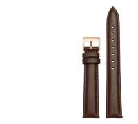 LUGEMA 14 Mm 16 18 20 Correa De Reloj Lisa Cuero Genuino Compatible Con Fossil Citizen Pulsera DW For Mujer Azul Cielo Rosa Marrón(Brown-rosegold,15mm)