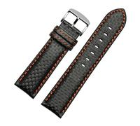 LUGEMA 18/20 / 21/23/22 mm 24 mm fibra de carbono Cuero de vaca Reloj de cuero Strap Hombres Mujeres Deporte Pulsera impermeable Pulsera Acero inoxidable Hebilla(Black Orange 01,23mm)