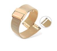 LUGEMA 18mm 19mm 20mm 21mm 22mm 23mm 24mm nuevo negro milanesa de Metal inoxidable correa de reloj pulsera con pasador de liberación rápida(Gold,18mm)