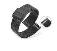 LUGEMA 18mm 19mm 20mm 21mm 22mm 23mm 24mm nuevo negro milanesa de Metal inoxidable correa de reloj pulsera con pasador de liberación rápida(Black,18mm)