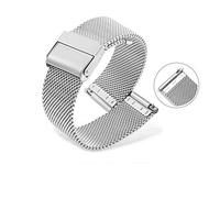LUGEMA 18mm 19mm 20mm 21mm 22mm 23mm 24mm nuevo negro milanesa de Metal inoxidable correa de reloj pulsera con pasador de liberación rápida(Silver,24mm)
