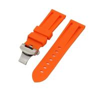 LUGEMA 22 2 4mm Mira accesorios Pulsera compatible con Panerai Watch Compatible con hombres Pila Banda Silicone Sports Wristwatch Strap TPU Cinturón de reloj de goma(Orange S butterfly,24mm)