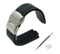 LUGEMA 23 mm 24 mm x 9 mm 10 mm 11 mm convexo reloj de reloj de silicona reloj de reloj de goma de silicona de acero inoxidable de la correa de la hebilla de la muñeca Pulsera de la correa de la muñec