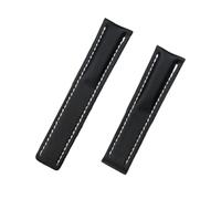 LUGEMA Banda de reloj Compatible con Breitling Strap Compatible Withr Mundo de navitimer Avenger Superocean Cinturón 20 mm 22mm 24mm logo(Black flat leather,WITHOUT BUCKLE_20MM)