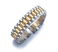 LUGEMA Banda de reloj compatible con Rolex DateJutjust Day-Fecha OysterPertual Fecha Accesorios de reloj de correa de acero inoxidable 13 17 20 mm de reloj pulsera(Silver Gold,13MM_WITHOUT LOGO)
