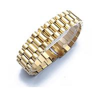 LUGEMA Banda de reloj compatible con Rolex DateJutjust Day-Fecha OysterPertual Fecha Accesorios de reloj de correa de acero inoxidable 13 17 20 mm de reloj pulsera(Gold,13MM_WITH LOGO)