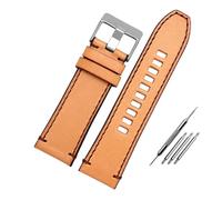 LUGEMA Banda de reloj de cuero genuino compatible con cinturón de reloj diesel DZ4476 / 4482 DZ7408 7406 4318 Correa 22 24 26 28mm Hombres de gran tamaño hombres Reloj de pulsera(13 Brown silver,26mm)