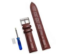 LUGEMA Banda de reloj de cuero genuino de 20 mm 22 mm 18 mm reloj de reloj de reloj de acero con hebilla azul correa de 24 mm pulsera de pulsera de pulsera + herramienta(Coffee,24mm)