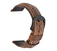 LUGEMA Banda de reloj de cuero genuino de la cera de la moda 19 mm 20 mm 21mm 22mm 23mm 24mm reloj correas relojes banda banda brown azul negro(Oil wax Light brownB,24mm)