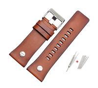 LUGEMA Banda de reloj de cuero italiano compatible condiesel DZT2002 DZ7314 7406 4471 7332 4476 Correa marrón 22 mm 24 mm de 26 mm pulsera hombres pulsera retro(05-silver buckle,22mm)
