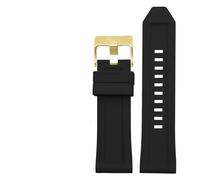 LUGEMA Banda de reloj de goma de silicona 24 mm 26 mm 28 mm compatible con diesel DZ4496 DZ4427 DZ4487 DZ4323 DZ4318 DZ4305 Relojes for hombre correa(Black gold buckle,28mm)