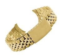 LUGEMA Banda de reloj final de acero inoxidable Curved 13 17 18 19 20 21 22mm 5Beads Sólido Metal Reloj Correa Pulsera de pulsera Tortuga Hebilla W(Gold,21mm)