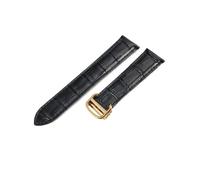 LUGEMA Compatible con Tank, resistente al agua, cómoda, de piel auténtica, correa de reloj de 18, 20, 22, 23 y 25 mm, de piel de vaca, correa de reloj de una sola cola.(Black-Golden-Z4,18mm)