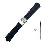 LUGEMA Correa De Caucho De Silicona Negra De 24 Mm X 11 Mm Compatible Con La Correa Convexa Oris Aquis Correa De Acero Inoxidable Con Hebilla De Seguridad