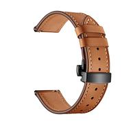 LUGEMA Correa de cuero de 20 mm compatible con Samsung Galaxy Watch 4 3 Band clásica 42 mm 46 mm activo 2 40 mm 44 mm 41 mm Pulsera for Garmin Venu/SQ Cinturón(Brown-Black Clasp)