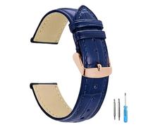 LUGEMA Correa De Cuero De Repuesto For Reloj, For Hombre Y Mujer, 12 Mm, 14 Mm, 16 Mm, 18 Mm, 20 Mm, 22 Mm Y 24 Mm.(Blue-RG,18mm)