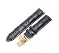 LUGEMA Correa De Cuero Genuino Compatible Con Tissot Le Locle T41 T006 PRC200, Correa De Reloj De 18, 19, 20 Y 22 Mm.(Black gold clasp,22mm)