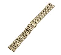 LUGEMA Correa de reloj acero inoxidable macizo siete eslabones, 10-24 mm. Accesorios: Correas(Gold,13mm)