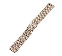LUGEMA Correa de reloj acero inoxidable macizo siete eslabones, 10-24 mm. Accesorios: Correas(Rose Gold,23mm)