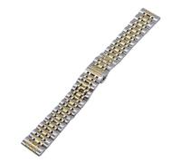 LUGEMA Correa de reloj acero inoxidable macizo siete eslabones, 10-24 mm. Accesorios: Correas(Silver Gold,16mm)