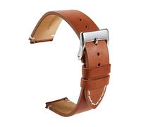 LUGEMA Correa De Reloj Banda Mate Suave Liberación Rápida Simple Delgada Pulsera Piel De Vaca Retro 16mm 18mm 20mm 22mm 24mm(Light brown,18mm)