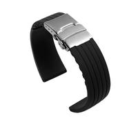 LUGEMA Correa De Reloj Con Banda De Caucho A Rayas Y Hebilla Desplegable De Repuesto De 18 Mm, 20 Mm, 22 Mm Y 24 Mm(Black,20mm)
