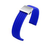 LUGEMA Correa De Reloj De Caucho Con Interfaz Plana De Silicona De 16, 17, 18, 19, 20, 21, 22, 23 Y 24 Mm(Sky blue silver A,20mm)