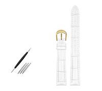 LUGEMA Correa De Reloj De Cuero Blanco, Pulsera De Piel De Vaca For Niña(White gold buckle,20mm)